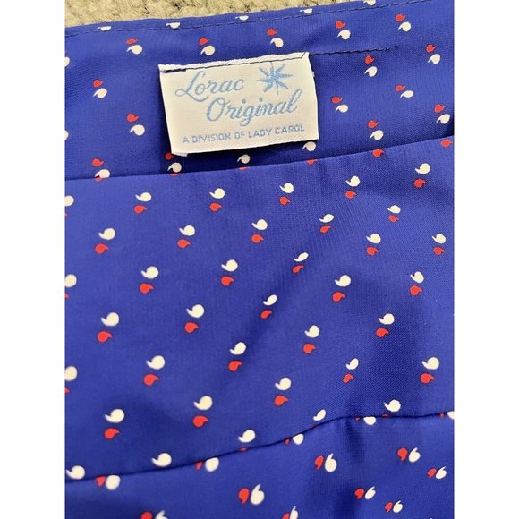 VINTAGE RETRO MOD 70s LORAC ORIGINAL BLUE POLKA DOT DRESS UNION MADE SIZE M L - Picture 3 of 7